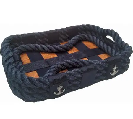 35 Cm × 25 Cm Serving Tray With Blue Accent Trim 1
