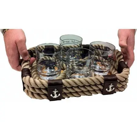 35 Cm × 25 Cm Serving Tray With Hemp-Inspired Trim 1