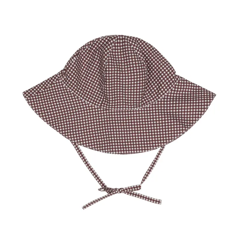 Baby Cocoa Gingham Sun Hat With Upf Fabric 1