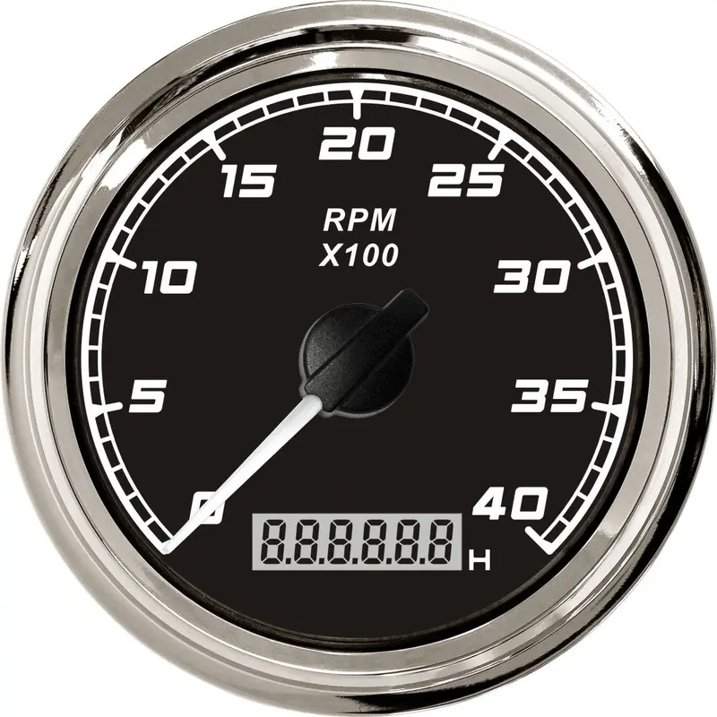 Black 0–6000 Rpm Tachometer With Hour Meter 1
