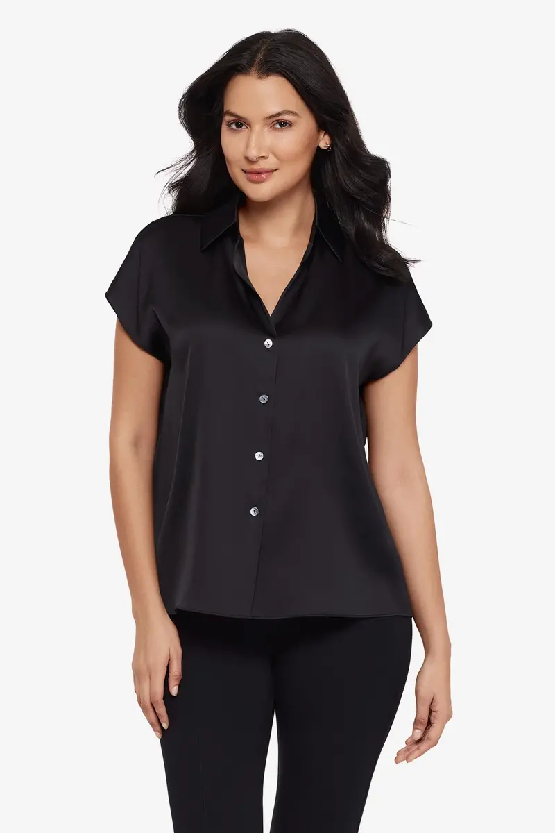 Black Charmeuse Blouse – Effortlessly Relaxed 1