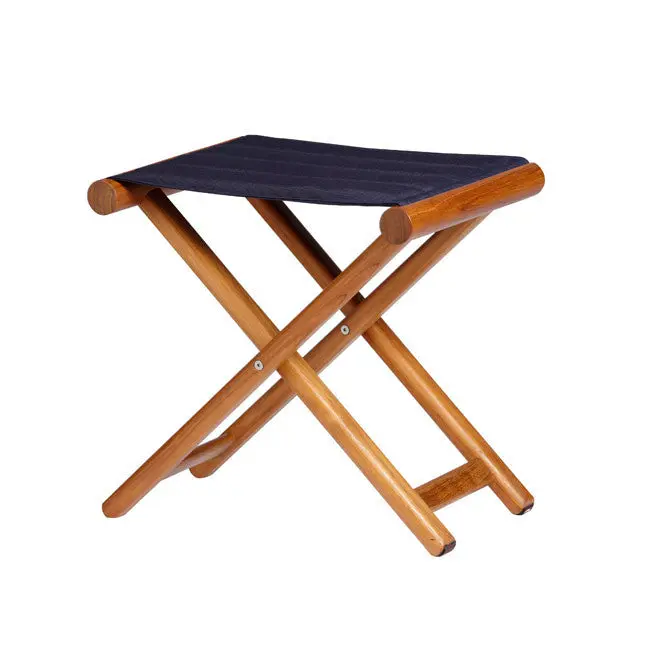 Blue Foldable Teak Stool, 45X36X46 Cm 1