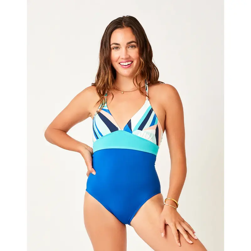 Carve Dahlia One-Piece – Kaleidoscope Print With Royal Blue Accents 1