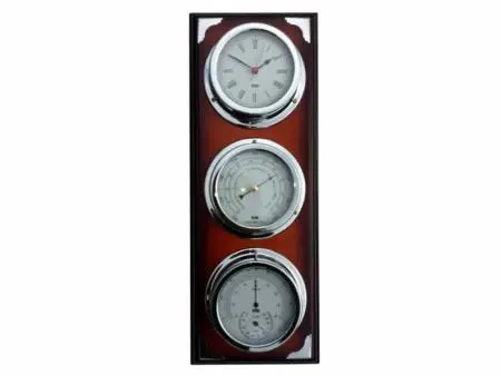 Chrome Tri-Function Marine Panel: Barometer + Thermometer + Hygrometer – 500 × 195 Mm 1