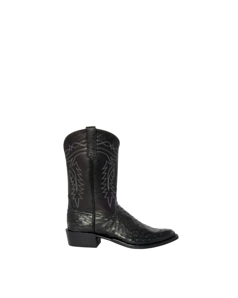 Coley Black Ostrich Leather Boots 1