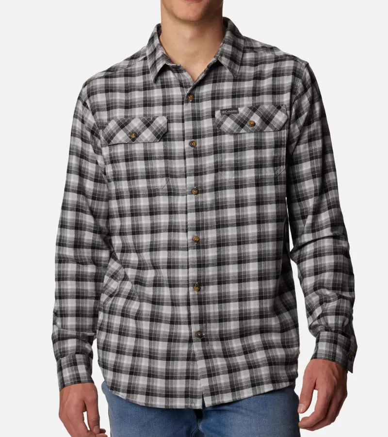Columbia Men'S Cool Grey Flare Gun Stretch Flannel Shirt 1