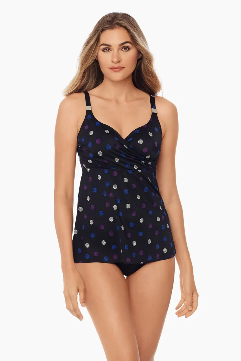 D-Ddd Cup Surplice Tankini Top – Spotted Design 1