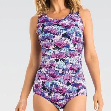 Dolfin Aquashape Women'S Conservative Lotus Print Lap Suit 1