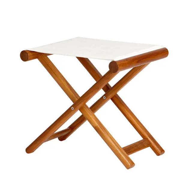 Ecru Foldable Teak Stool, 45X36X46 Cm 1