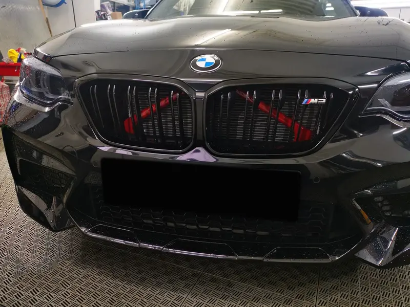 Emblex Red V-Brace Front Grille Trim Cover For Bmw M2 F87, M3 F80, And M4 F82 1