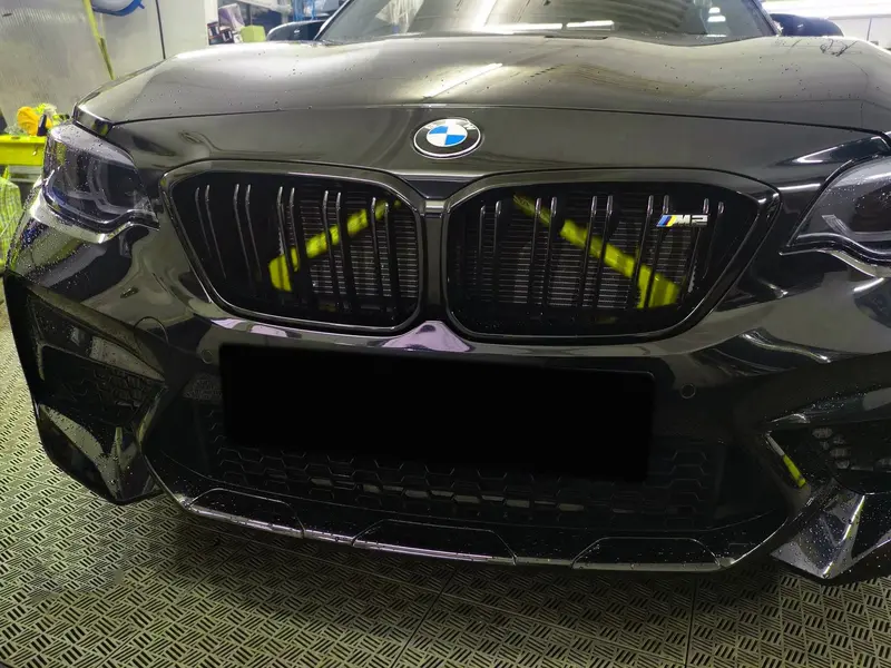 Emblex Yellow V-Brace Front Grille Trim Cover For Bmw M2 F87, M3 F80, And M4 F82 1