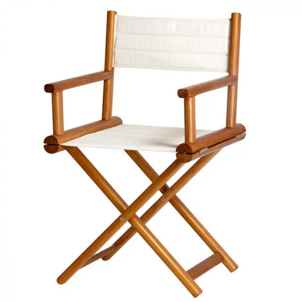 Foldable Teak Director'S Chair In Ecru, 52X4 Inches 1