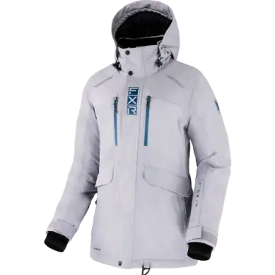 Fxr Aerial Women'S Insulated Jacket – Grey With Ocean Blue Trim 1