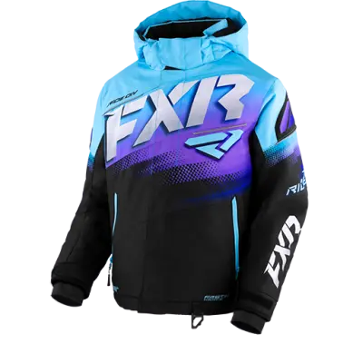 Fxr Boost Jacket For Young Girls – Black & Sky-Purple Fade 1