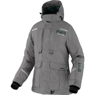 Fxr Excursion Ice Pro Women'S Winter Jacket – Grey Linen With Ocean Accents 1
