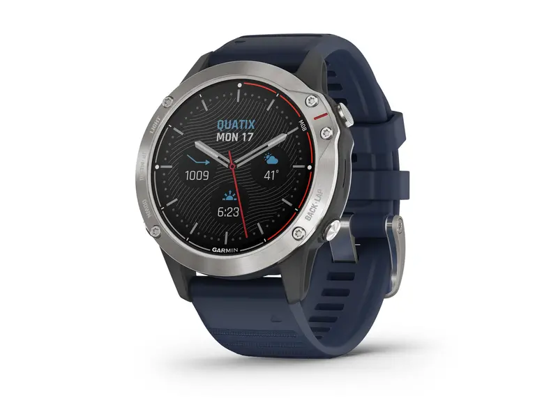 Garmin Quatix 6 Smartwatch With Blue Silicone Band 1