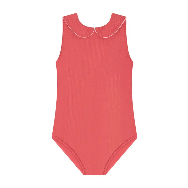 Girls' Sailor Red Seersucker One-Piece Swimsuit 1