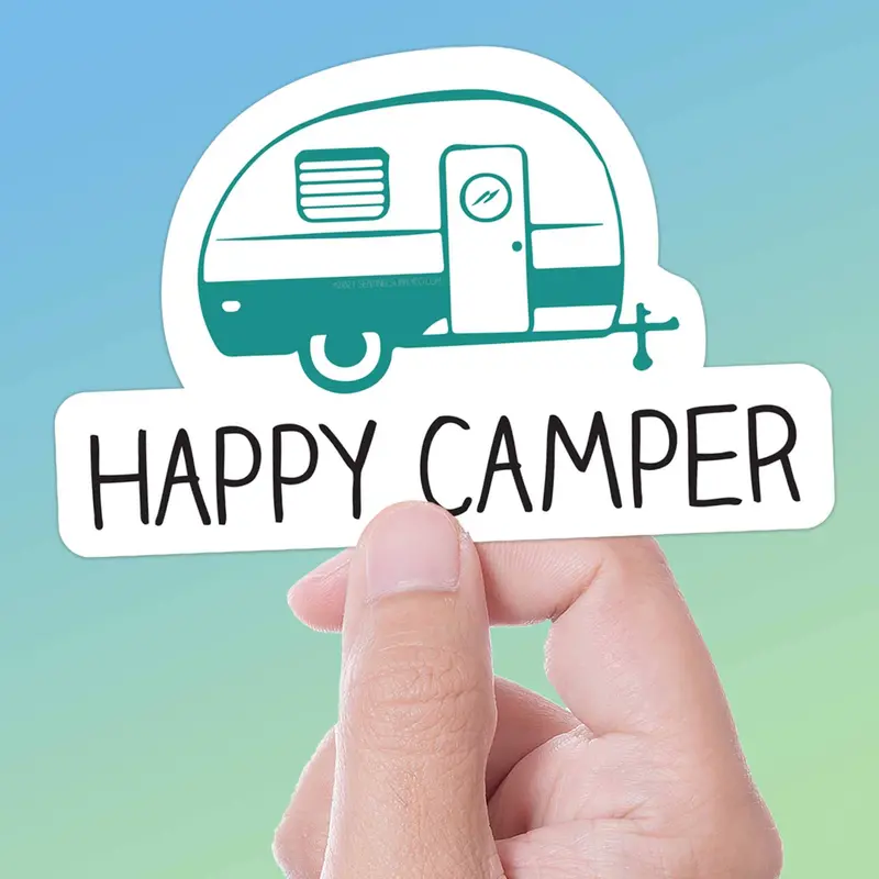 Happy Camper Rv Bumper Sticker – Adorable Outdoor Adventure Decal 1