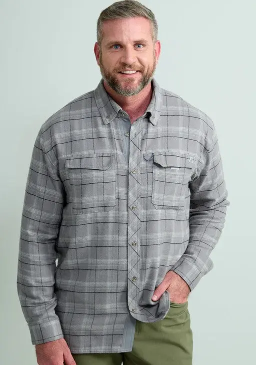 Huk Men'S Hawser Plaid Flannel Shirt – Night Owl Print 1