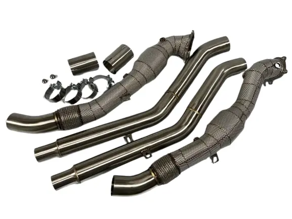 Mode 200Cpsi Catalytic Downpipes With Heat Shield & Front Pipes — Audi C7 S6, Rs6, S7, Rs7 (4G) 1
