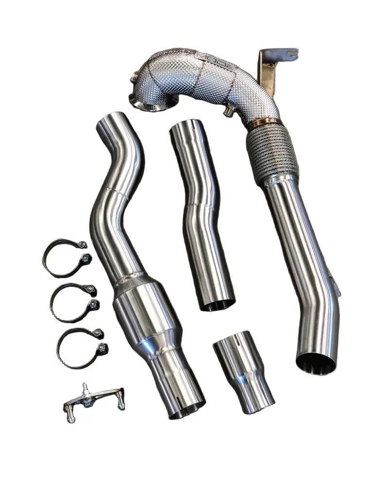 Mode Design 3.5" Decatted Downpipe With Thermal Shield For Vw Golf 8 R & Audi S3 8Y (Ea888 Mqb Awd) 1