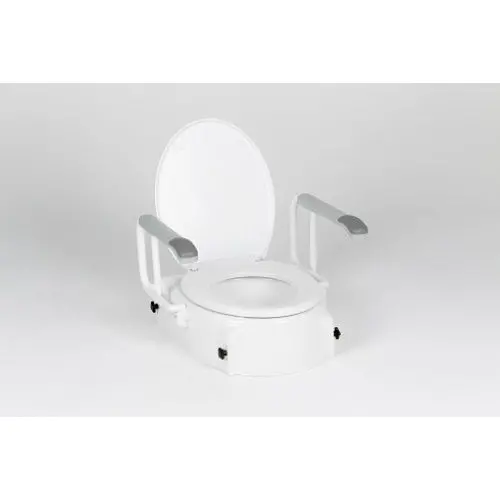 Peak Raised Toilet Seat With Swiveling Backrest Arms 1
