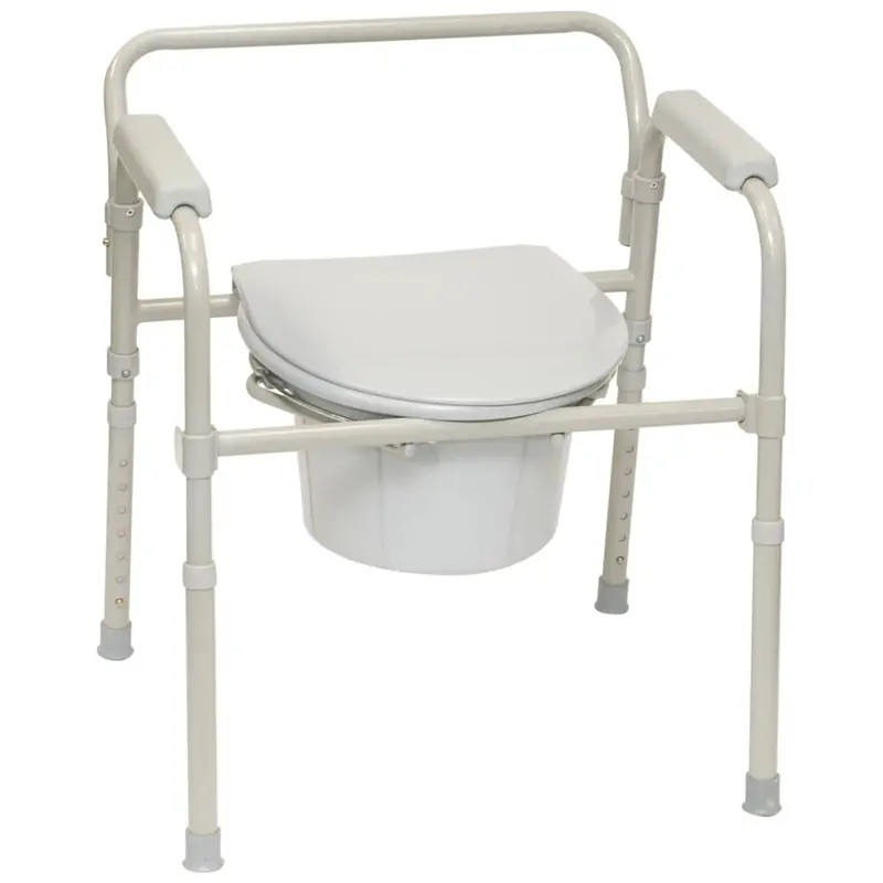 Probasics 3-In-1 Folding Bedside Commode With Full-Size Seat And Adjustable Height 1