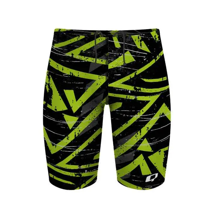 Q Swimwear Green Glitch Digital-Print Jammer 1