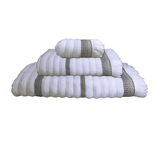 Santorini Wave Towel Set – 3-Piece, White 1
