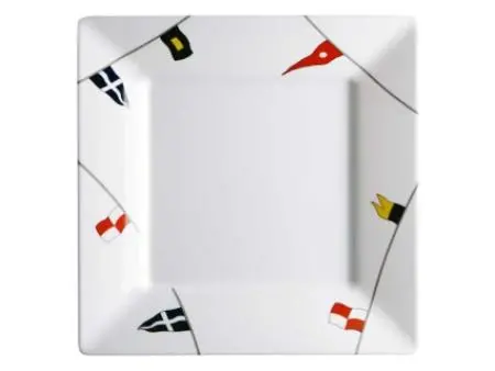 Set Of 6 Square Dinner Plates – 25X25 Cm – Flag Design – Model 12021 1