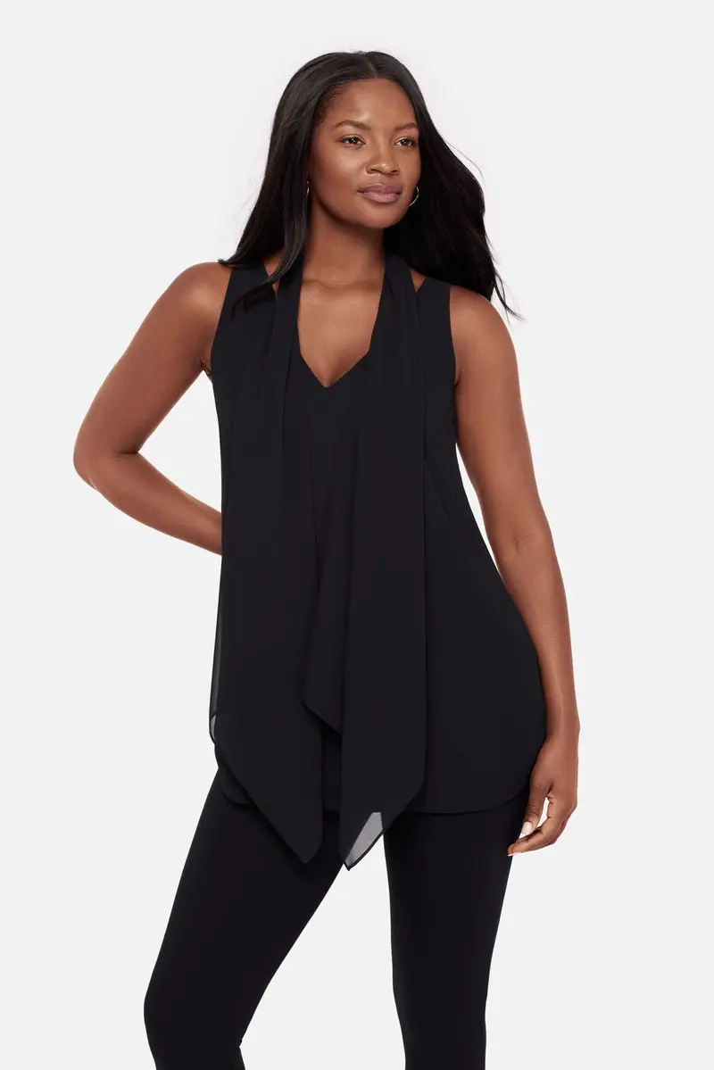 Soft Georgette Layered Tunic – Black Finish 1