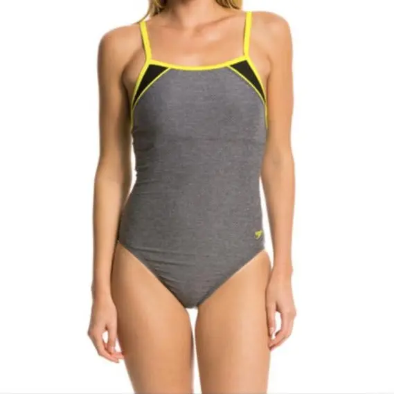 Speedo Heathered Clip-Back One-Piece Swimsuit 1