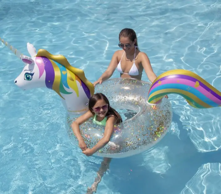 Swimline Led Unicorn Glitter Ring Float With Light-Up Features 1