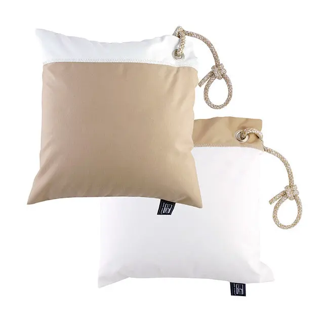 Waterproof Cushion Pair – Beige & White, 40 Cm Square 1