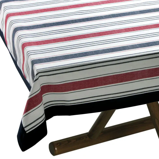 Waterproof Red-And-Blue Striped Tablecloth (220×155 Cm) 1
