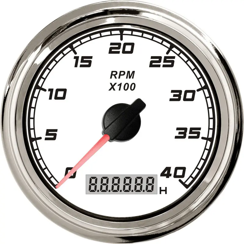 White 0–6000 Rpm Tachometer With Hour Meter 1