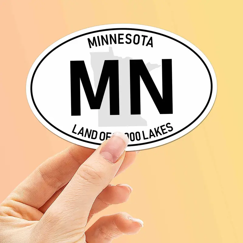 White Oval Minnesota Bumper Sticker – Classic Midwest Identity Decal 1